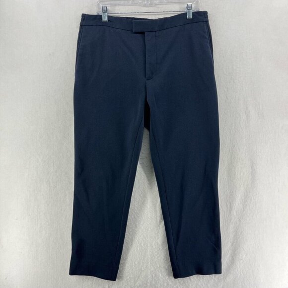 J.Linderberg Pants Womens Sz L Navy Blue Adjustable Waist Tapered Highrise Chino - Picture 1 of 12
